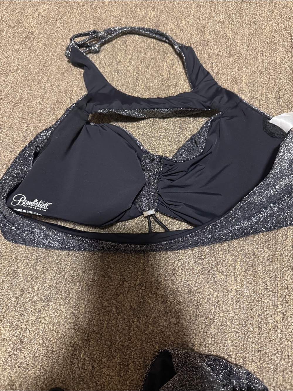 Bombshell Sportswear Shimmer Halter Bikini Set — Dark Blue - Picture 7 of 7